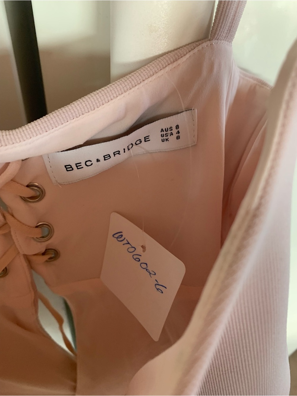 BEC & BRIDGE Women's Blush Pink Lace-Up crop top sizs 4 new